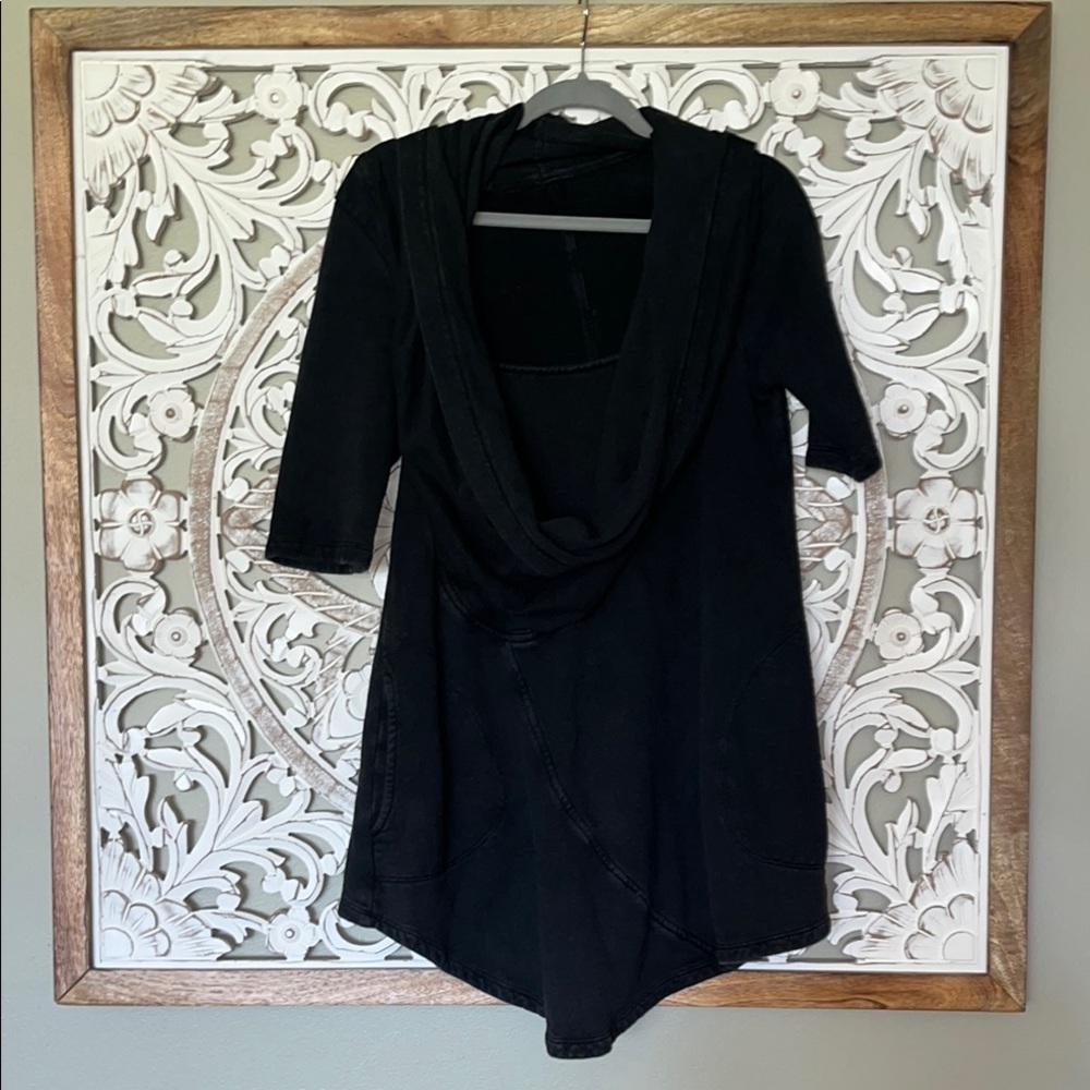 Prairie Underground Black Hemp-Cotton Blend Dress Top sz XS EUC